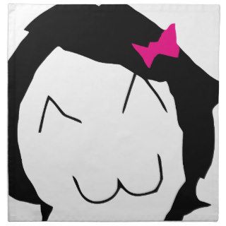 Derpina   black hair, pink ribbon   meme napkin