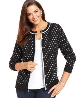 Jones New York Signature Plus Size Sweater, Long Sleeve Metallic Polka Dot   Sweaters   Plus Sizes