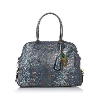 Clever Carriage Company "Stingray" Embossed Leather Domed Satchel with Peacock