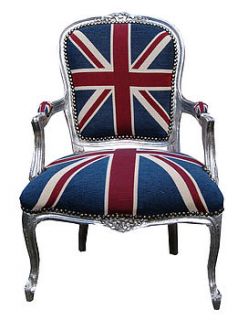 vintage style union jack throne chair by made with love designs ltd
