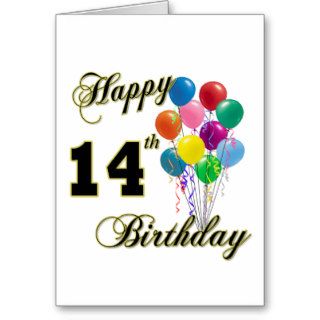 Happy 14th Birthday Gifts and Birthday Apparel Cards