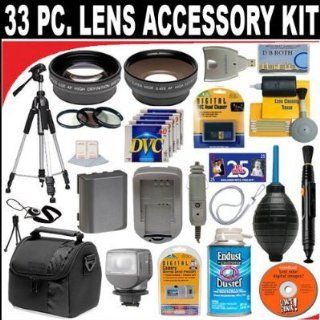 33 PC ULTIMATE MONSTER SUPER SAVINGS DELUXE DB ROTH ACCESSORY KIT, INCLUDES LENSES, FILTERS, VIDEO LIGHT, ACCESSORIES AND MUCH MORE For The Panasonic PV GS19, PV GS29, PV GS31, PV GS35, PV GS36, PV GS39, PV GS50, PV GS59, Mini Dv Camcorders + BONUS Gift 