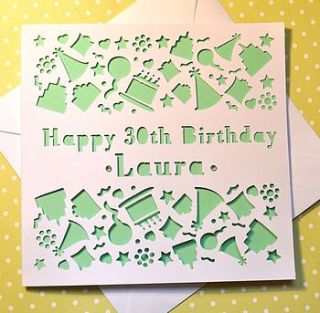 personalised laser cut birthday card by sweet pea design