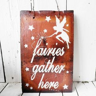 fairy garden reclaimed tile sign by potting shed designs