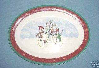 Royal Seasons Stoneware Oval Platter with Snowman Design  