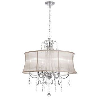 Dainolite Lighting 615 270C PC 117 6 Light Crystal Chandelier with Oyster Organza Bell Shade    