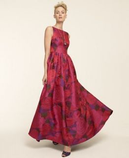 Adrianna Papell Sleeveless Floral Print Ball Gown   Dresses   Women