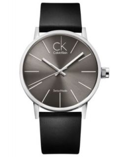 Calvin Klein Watch, Mens Swiss Post Minimal Black Leather Strap 42mm K7621192   Watches   Jewelry & Watches