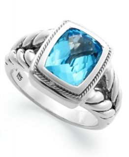 Sterling Silver and 18k Gold Blue Topaz Ring (5 ct. t.w.)   Rings   Jewelry & Watches