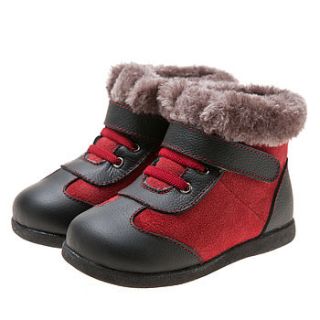 boy's/girl's red/black real leather boots alf by my little boots