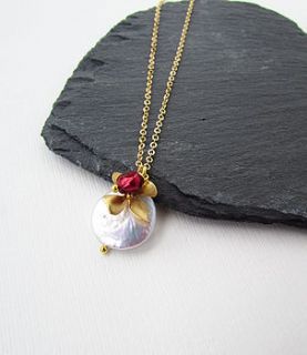 gold pearl and charm necklace by misskukie
