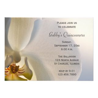 White Orchid Quinceanera Invitation