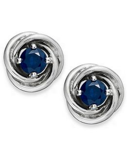 Sterling Silver Earrings, Sapphire (1 1/5 ct. t.w.) Knot Earrings   Earrings   Jewelry & Watches