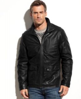 Perry Ellis Portfolio Big and Tall Coat, Lambskin Leather Bomber Jacket   Coats & Jackets   Men