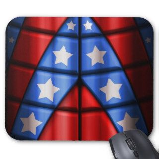 Superheroes   Blue, Red, White Stars Mouse Pad