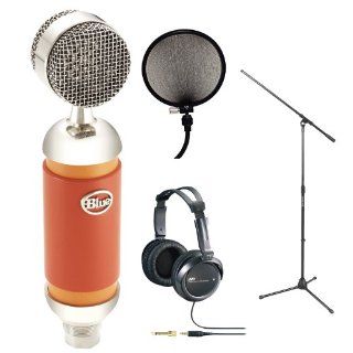 Blue Microphones Spark Condenser Microphone, Cardioid with JVC Studio Headphones, Microphone Stand and Microphone Pop Filter Musical Instruments