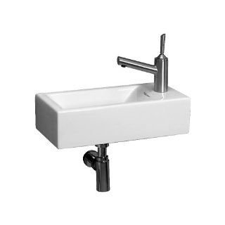 Whitehaus WH1 114R WH Isabella 19 3/4 Inch Wall Mount Lavatory Basin with Central Drain and Right Hand Faucet Drilling, White   Wall Mounted Sinks  