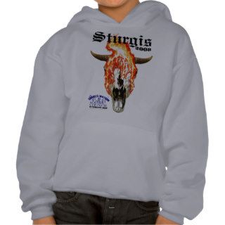 STURGIS 2008 Flaming Skull   Kids Hooded Jacket Hooded Pullovers