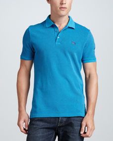 Burberry Brit Short Sleeve Equestrian Knight Polo, Deep Turquoise