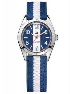 Tommy Hilfiger Watch, Womens Navy and White Grosgrain Strap 30mm 1781295   Watches   Jewelry & Watches