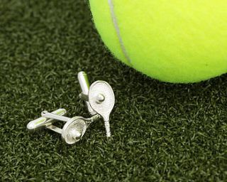 solid silver tennis cufflinks by me and my sport
