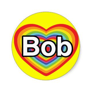 I love Bob rainbow heart Stickers