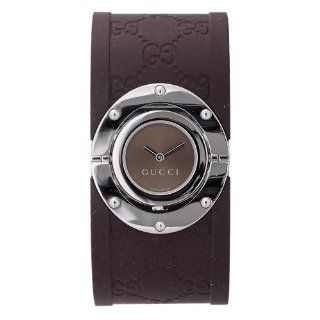 GUCCI Women's YA112421 112 Twirl Collection Brown Rubber Bangle Watch at  Women's Watch store.