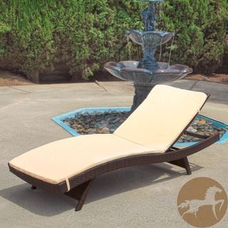 Christopher Knight Home Outdoor Brown Wicker Adjustable Chaise Lounge with Cushion Christopher Knight Home Chaise Lounges