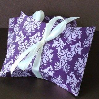 Purple Damask Favor Boxes   Pillow Shape Health & Personal Care