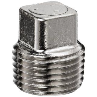 Polyconn PC109NB 8 Nickel Plated Brass Pipe Fitting, Square Head Plug, 1/2" NPT Male (Pack of 5) Industrial Pipe Fittings
