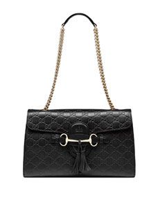 Gucci Emily Guccissima Leather Chain Shoulder Bag, Black