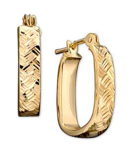 Hoop Earrings, Woven Textured 10k Gold   Earrings   Jewelry & Watches