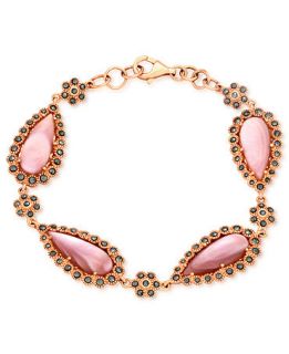 Genevieve & Grace 18k Rose Gold over Sterling Silver Bracelet, Pink Shell and Marcasite Teardrop Link Bracelet   Bracelets   Jewelry & Watches