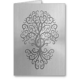 Stainless Steel Effect Treble Clef Tree Graphic Greeting Card