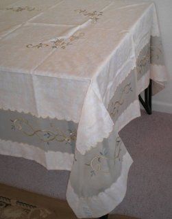 100% Polyester Bamboo Nod Material with Embroidery Table Cloth 72x108" Oblong   Table Runners