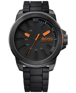 Hugo Boss Mens Boss Orange Black Silicone Strap Watch 50mm 1513004   Watches   Jewelry & Watches