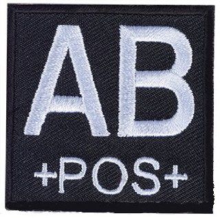 Matrix 2x2" Black Square Military Blood Type Patch   AB POS  Sports Fan Outdoor Flags  Sports & Outdoors