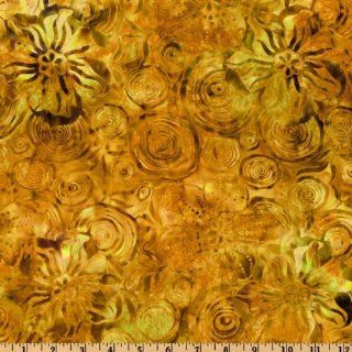 108'' Wide Tonga Batik Quilt Backing Gold Fabric By The Yard