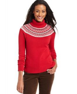 Charter Club Sweater, Long Sleeve Turtleneck Fair Isle   Sweaters   Women
