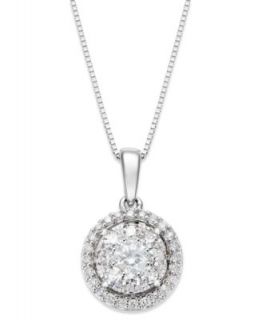 Diamond Necklace, 14k White Gold Diamond Pear Shaped Pendant (3/4 ct. t.w.)   Necklaces   Jewelry & Watches