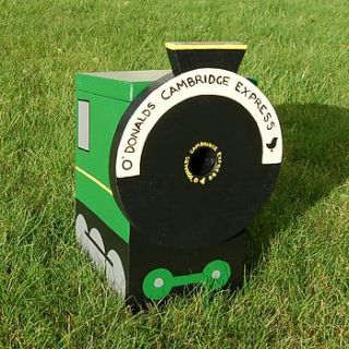 personalised steam train bird box by lindleywood