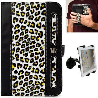 Black Yellow Cheetah Design Dauphine Edition Protective Leather Case Cover for Visual Land Prestige 7 Internet Tablet (ME 107 8GB) + Universal Adjustable Windshield Mount for 7 10 inch Tablets Computers & Accessories