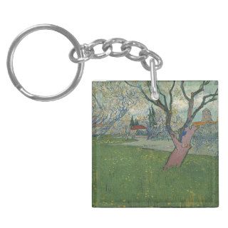 Orchards in Blossom View of Arles by Van Gogh Acrylic Keychain