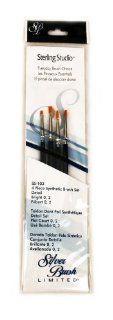 Silver Brush SS 103 Sterling Studio Golden Taklon Short Handle Bright Per Filbert Brush Set, 4 Per Pack   Bright Paintbrushes
