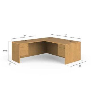 HON HON105LR7284C 10500 Series L Shaped Desk With Two 3/4 Height Pedestals, 72" x 84", Harvest  Office Desks 