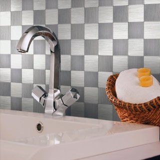 Instant Mosaic EKB 03 104 Peel N Stick Mosaic   12 in x 12 in 3 in Mosaic   Silver   Wall Decor Stickers