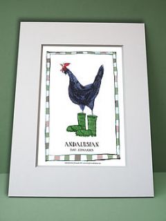 'hens' mounted prints by tony fernandes design