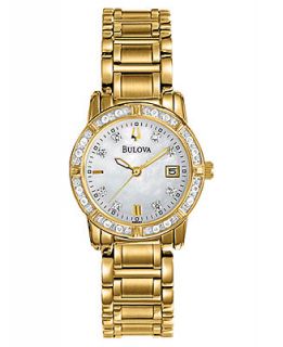 Bulova Womens Diamond Accent Gold Tone Stainless Steel Bracelet Watch 26mm 98R165   Watches   Jewelry & Watches