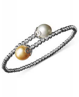Pearl Bracelet, Sterling Silver Cultured South Sea Pearl (9mm) and Sparkle Bead Cuff   Bracelets   Jewelry & Watches