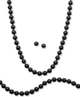 Sterling Silver Set, Onyx (10mm) Necklace and Stud Earrings   Jewelry & Watches
